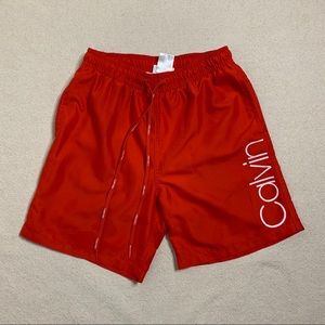 Calvin Klein Red Logo Pockets Swim Trunks Shorts S